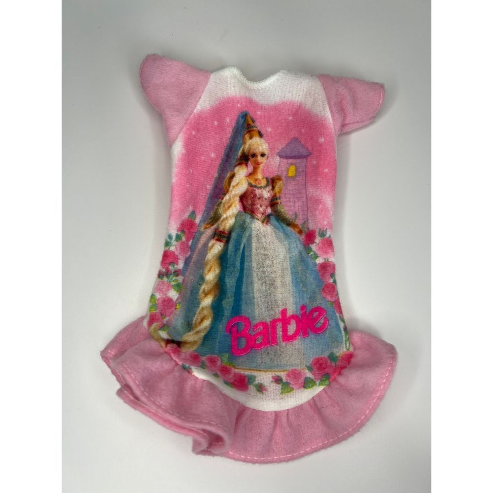 Vintage Barbie Nightgown Pink & White Soft Cozy Slip-Over Head 7.5" No Flaws